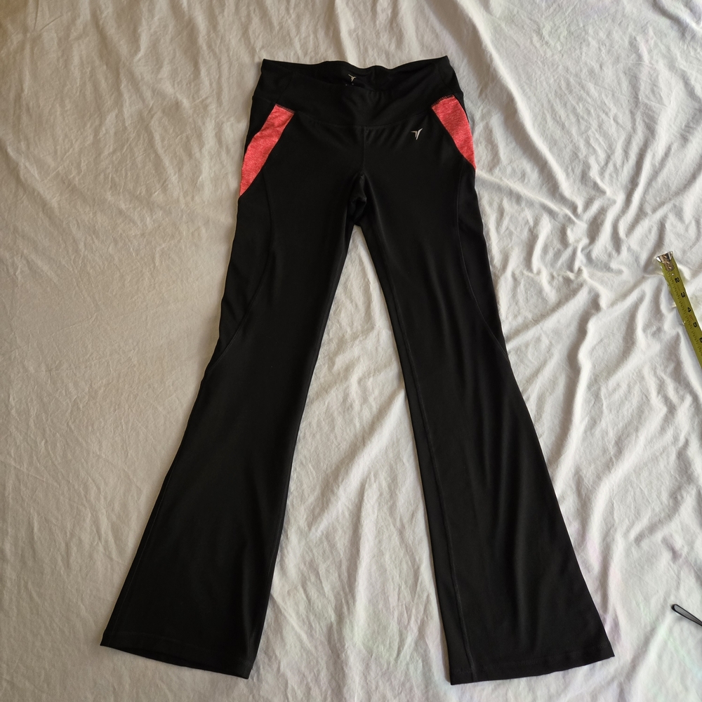 Old Navy Active DriFit Black & Coral Pink Long Flared Workout Legging EB2